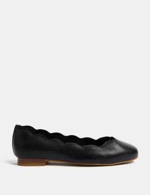 

Womens M&S Collection Wide Fit Leather Ballet Pumps - Black, Black