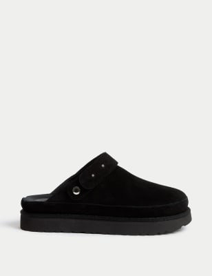 

Womens M&S Collection Suede Flatform Clogs - Black, Black