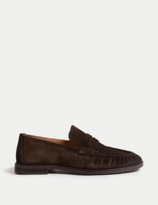 

Womens M&S Collection Suede Slip On Flat Loafers - Chocolate, Chocolate