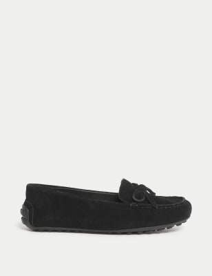 

Womens M&S Collection Suede Slip On Flat Loafers, Black