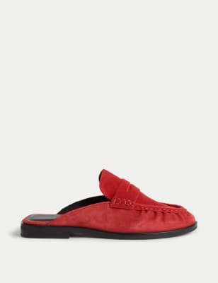 

Womens M&S Collection Suede Flatform Loafer Mules - Red, Red