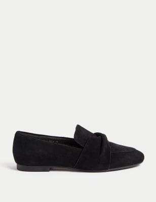 

Womens M&S Collection Wide Fit Suede Bow Flatform Loafers - Black, Black