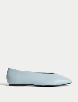 

Womens M&S Collection Leather Slip On Flat Ballet Pumps - Light Blue, Light Blue