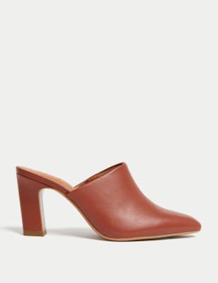 

Womens M&S Collection Leather Statement Heel Pointed Mules - Terracotta, Terracotta
