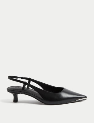 

Womens M&S Collection Kitten Heel Pointed Slingback Shoes - Black, Black