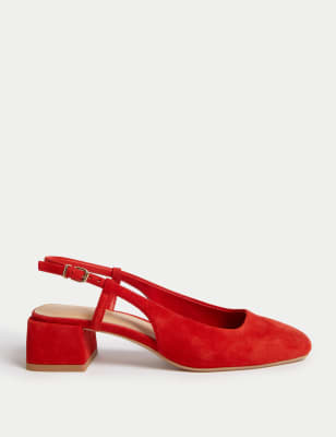 

Womens M&S Collection Suede Block Heel Slingback Sandals - Red, Red