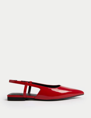 

Womens M&S Collection Patent Pointed Toe Slingback Pumps - Red, Red