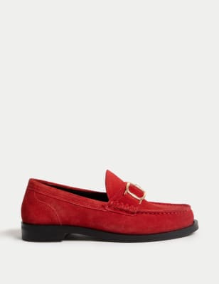 

Womens M&S Collection Suede Trim Loafers, Red