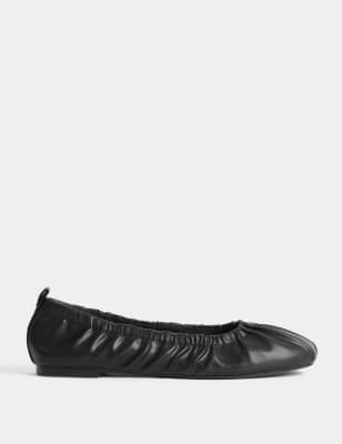 

Womens M&S Collection Ruched Slip On Ballet Pumps - Black, Black