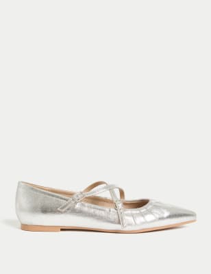 

Womens M&S Collection Strappy Pointed Ballet Pumps - Silver, Silver