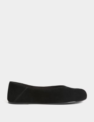 

Womens M&S Collection Suede Slip On Ballet Pumps - Black, Black