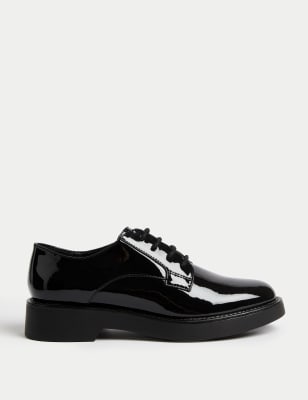 

Womens M&S Collection Patent Lace Up Flat Brogues - Black Patent, Black Patent