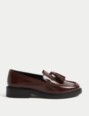 

Womens M&S Collection Leather Chunky Tassel Flat Loafers - Burgundy, Burgundy