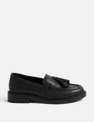 

Womens M&S Collection Leather Chunky Tassel Flat Loafers - Black, Black