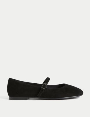 

Womens M&S Collection Suede Flat Ballet Pumps - Black, Black