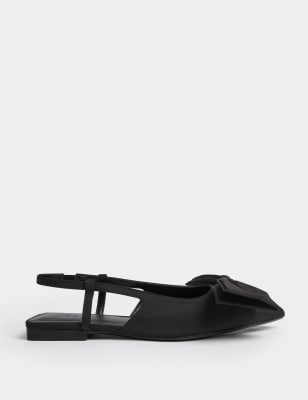 

M&S Collection Zapatos de satén sin talón con tacón en bloque y lazoWomens - Black, Black