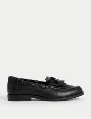 

Womens M&S Collection Tassel Bow Flat Loafers - Black, Black