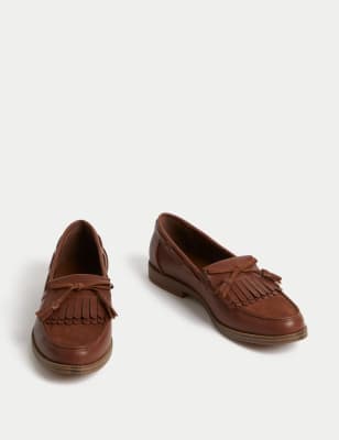 

Womens M&S Collection Patent Tassel Bow Loafers - Walnut, Walnut