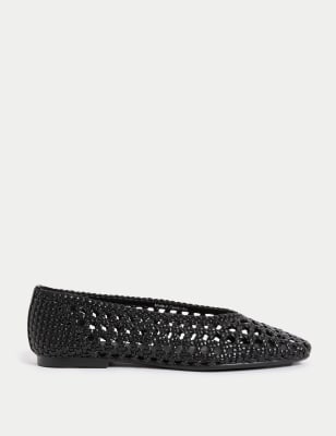 

Womens M&S Collection Slip On Woven Flat Ballet Pumps - Black, Black