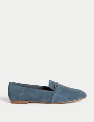 

Womens M&S Collection Suede Chain Detail Flat Loafers, Blue