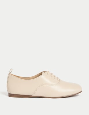

Womens M&S Collection Leather Lace Up Flat Shoes, Cream