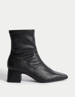 

Womens M&S Collection Block Heel Chisel Toe Ankle Boots - Black, Black