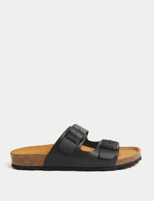 

M&S Collection Leather Buckle Footbed SandalsWomens - Black, Black