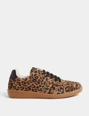 

Womens M&S Collection Leather Leopard Print Trainers - Brown Mix, Brown Mix