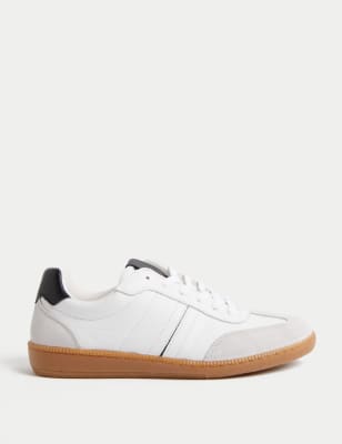 

Womens M&S Collection Leather Side Stripe Trainers - White, White