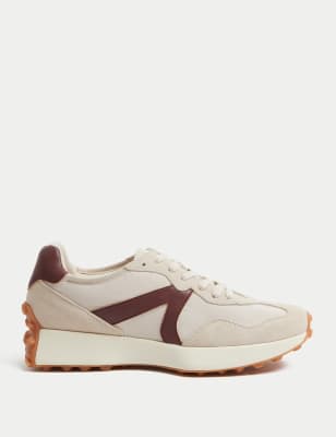 

Womens M&S Collection Leather Side Detail Trainers - Burgundy Mix, Burgundy Mix