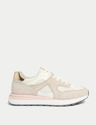 

Womens M&S Collection Suede Mesh Detail Trainers, White Mix