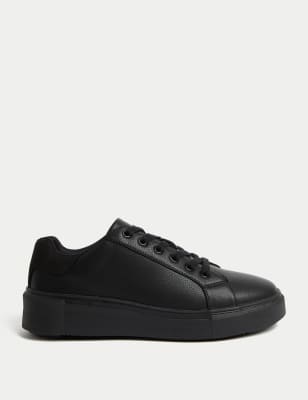 

Womens M&S Collection Lace Up Platform Trainers - Black/Black, Black/Black