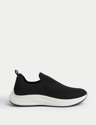 

Womens M&S Collection Knitted Slip On Trainers, Black Mix