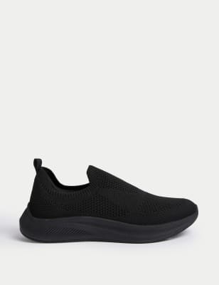 

Womens M&S Collection Knitted Slip On Trainers - Black/Black, Black/Black