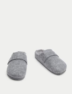 

Womens M&S Collection Felt Faux Fur Lined Clog Slippers - Dark Grey, Dark Grey