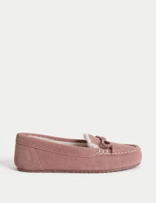 

Womens M&S Collection Suede Moccasin Slippers, Soft Pink