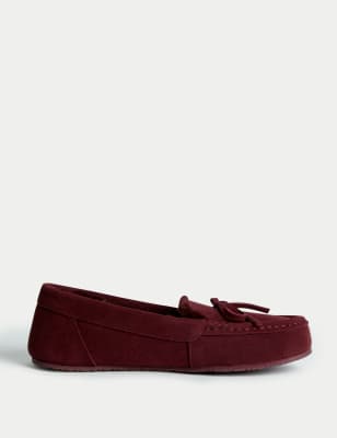 

Womens M&S Collection Suede Moccasin Slippers - Burgundy, Burgundy