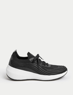 

Womens Goodmove Schnürturnschuhe im Strickdesign - Black, Black