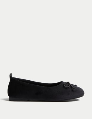 

Womens M&S Collection Bow Faux Fur Lined Ballerina Slippers - Black, Black