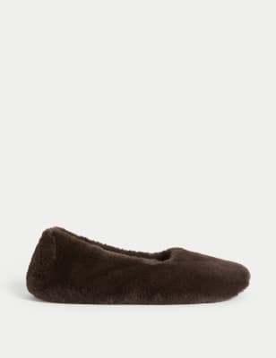 

Womens M&S Collection Faux Fur Ballerina Slippers - Dark Chocolate, Dark Chocolate