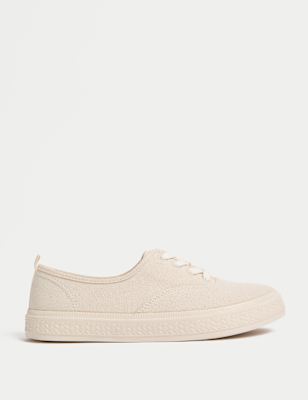

Womens M&S Collection Canvas Lace Up Trainers, Cream