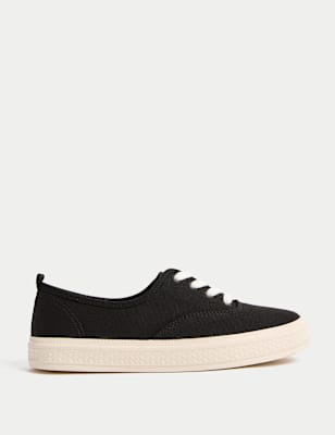 

Womens M&S Collection Canvas Lace Up Trainers, Black