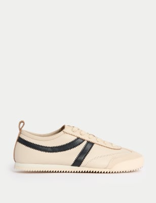 

Womens M&S Collection Leather Stripe Trainers - Cream Mix, Cream Mix