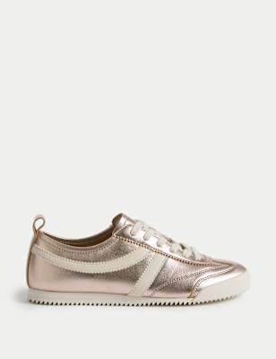 

Womens M&S Collection Leather Stripe Trainers, Metallic