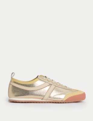 

Womens M&S Collection Leather Stripe Trainers - Gold Mix, Gold Mix