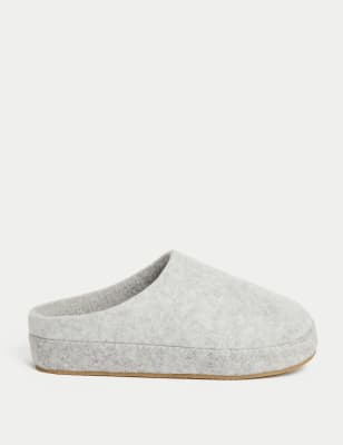 

Womens M&S Collection Felt Platform Round Toe Mule Slippers - Light Grey, Light Grey