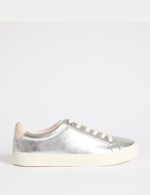 

Womens M&S Collection Lace Up Trainers, Silver