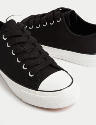 

Womens M&S Collection Canvas Lace Up Trainers - Black Mix, Black Mix