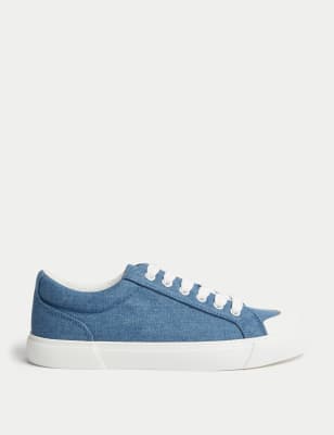 

M&S Collection Zapatillas deportivas de lona con cordones y detalle en los ojalesWomens - Denim, Denim