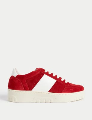 

Womens M&S Collection Suede Lace Up Trainers - Red Mix, Red Mix